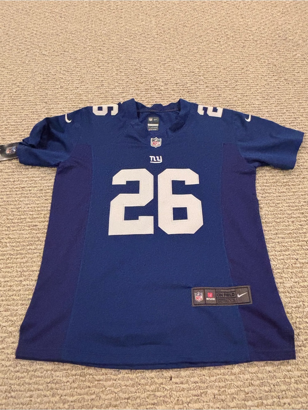 Nike New York Giants Barkley #26 Blue Football Jersey On Field Youth Large New